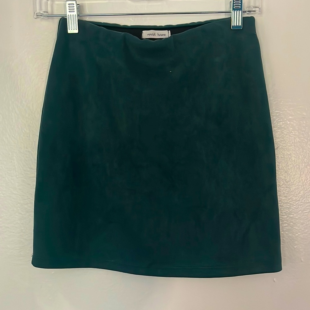 Dark green suede skirt.